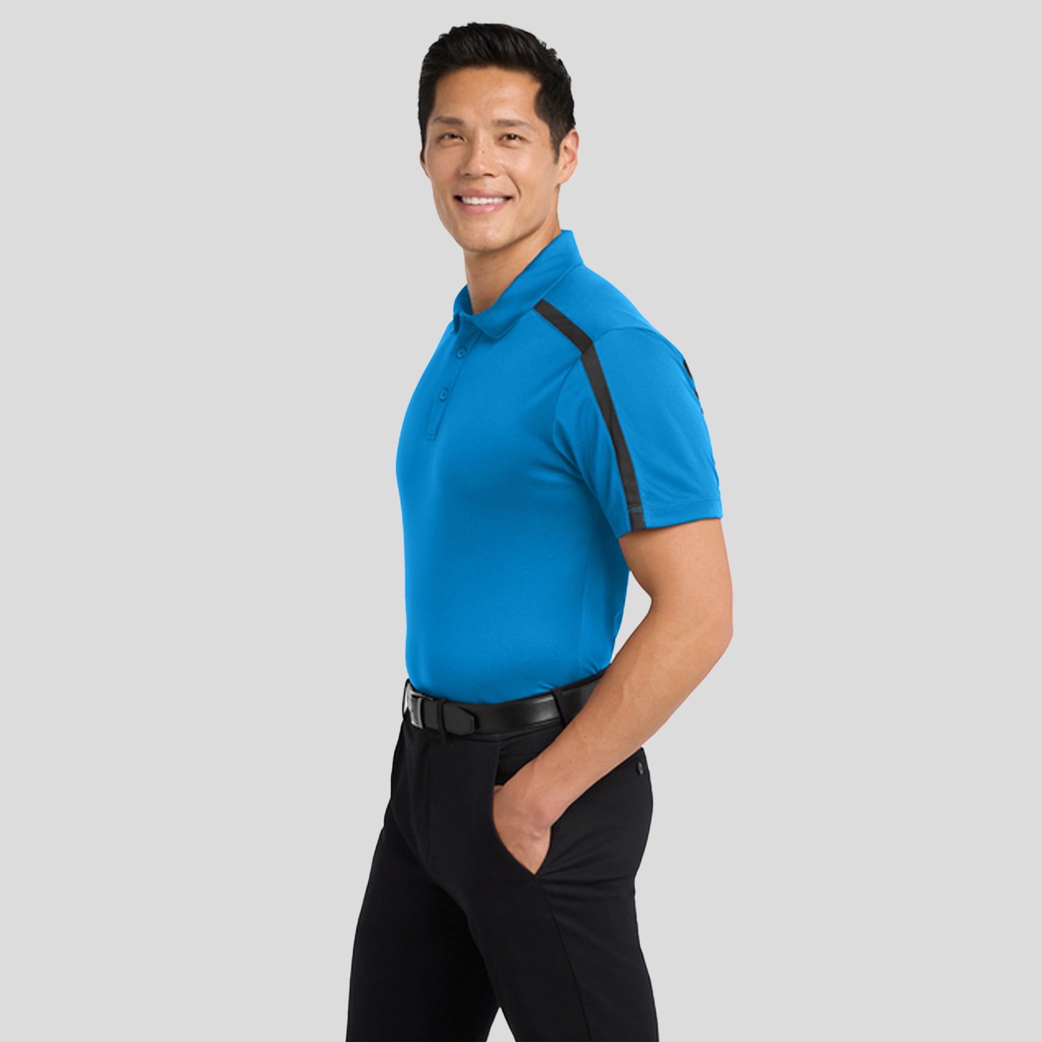 Silk Touch™ Performance Colorblock Stripe Polo | Brilliant Blue/Black