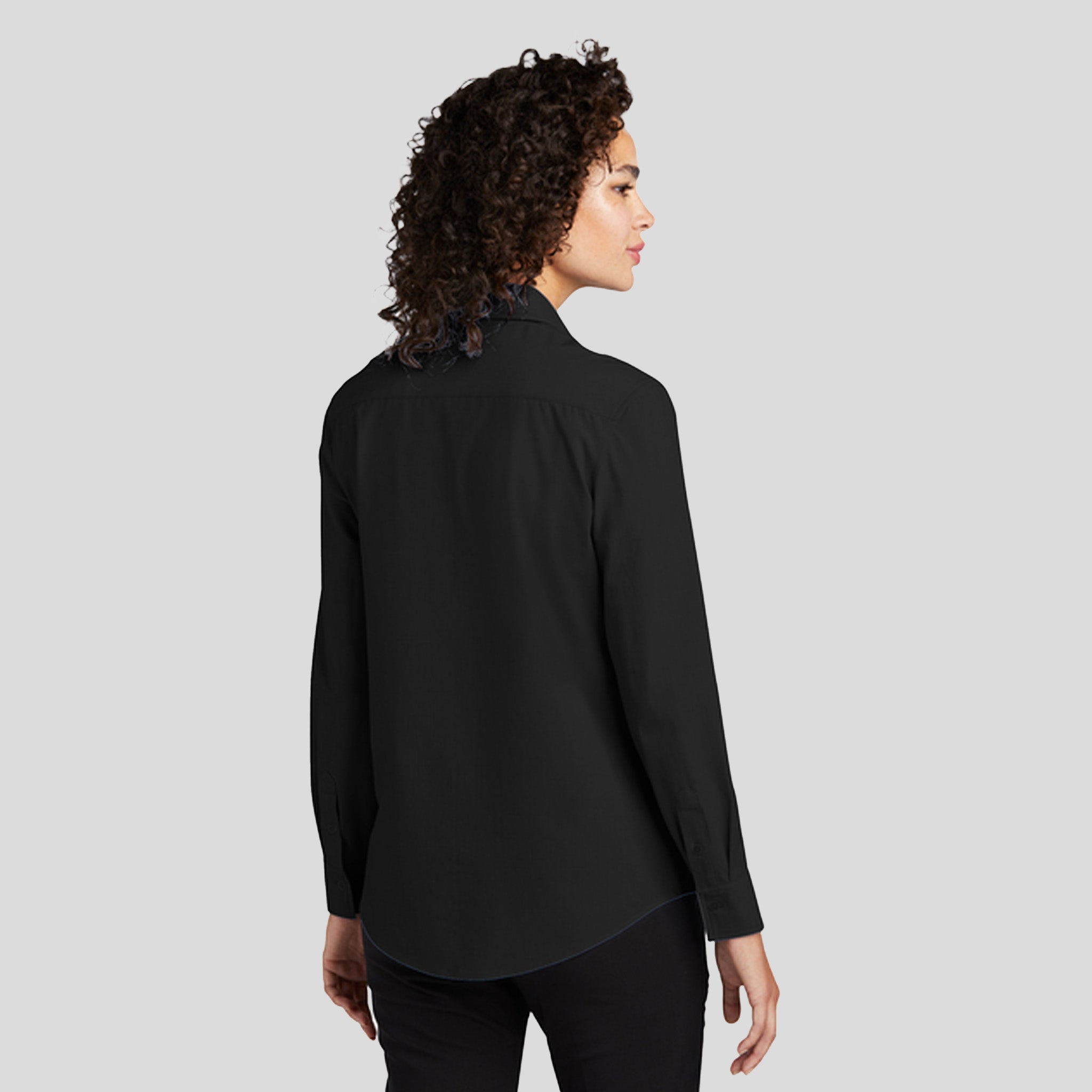 Women’s Long Sleeve Stretch Woven Shirt | Deep Black