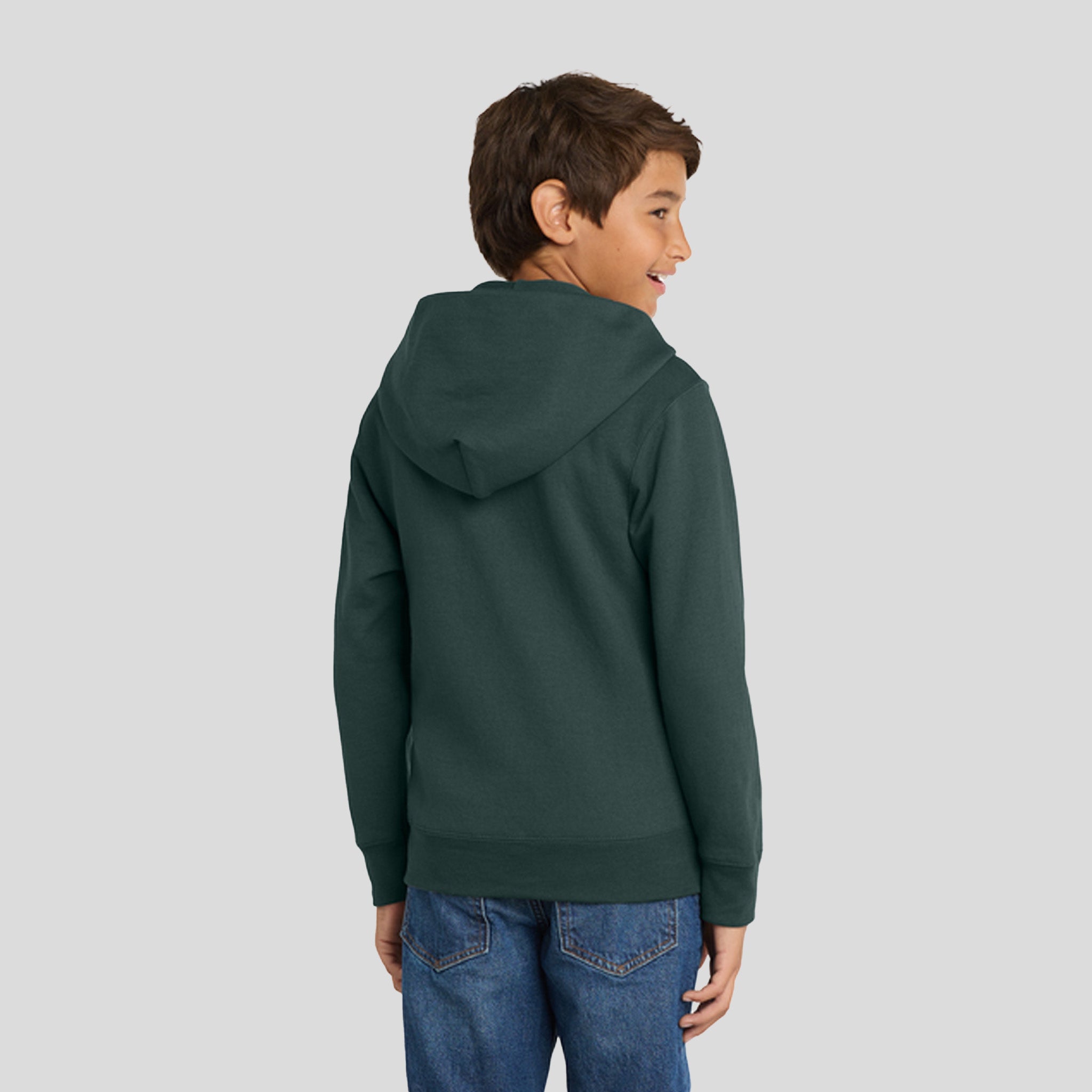 Youth Core Fleece Full-Zip Hooded Sweatshirt | Dark Green