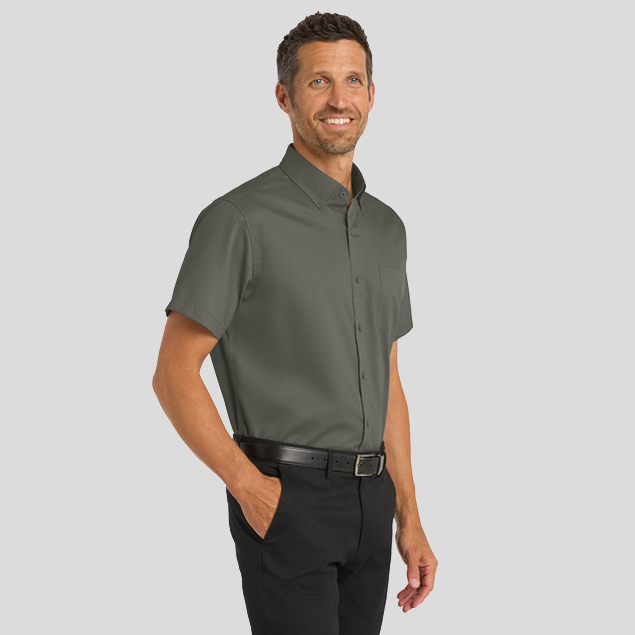 Men's Short Sleeve SuperPro™ Twill Shirt | Sterling Grey